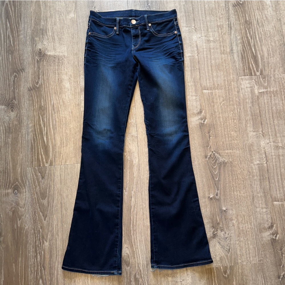 Express Dark Blue Women's Boot Cut “Barely Boot Stella” Low Rise Jeans